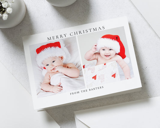 Personalised Photo Christmas Card, Pack of Christmas Cards, Pack of 10, 20, 50 or 100, Baby Christmas Card, Folded Christmas Card