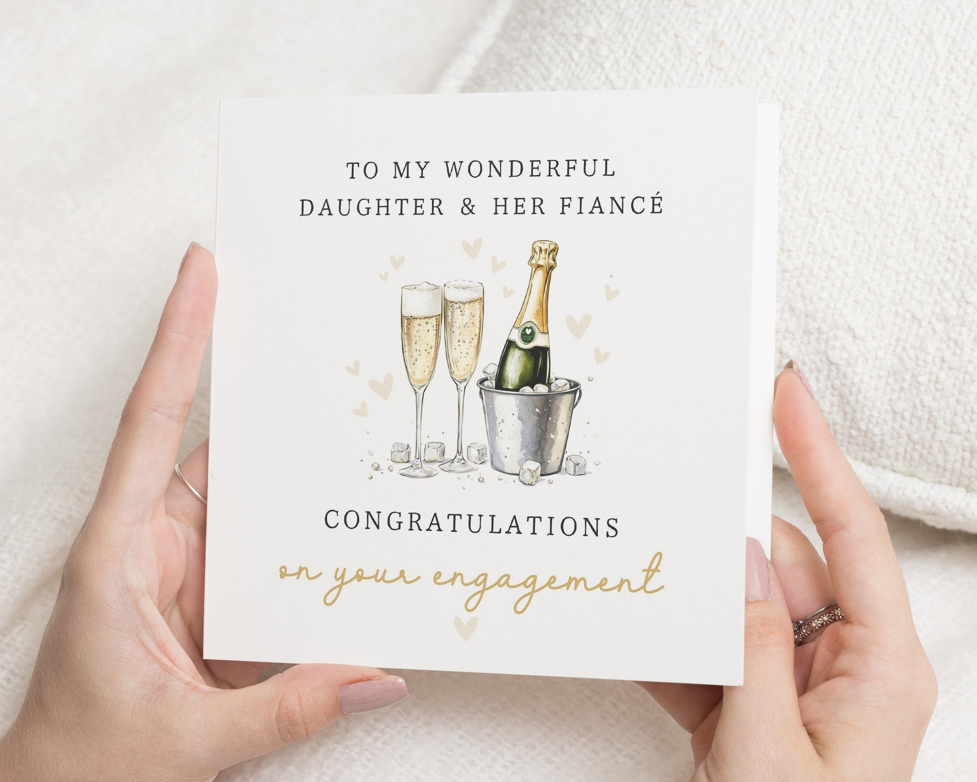 Engagement Card for Daughter and Her Fiancé, Congratulations Card, Engagement Card for Her, Champagne Engagement Card, Romantic Card