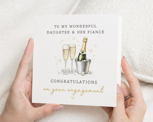 Engagement Card for Daughter and Her Fiancé, Congratulations Card, Engagement Card for Her, Champagne Engagement Card, Romantic Card