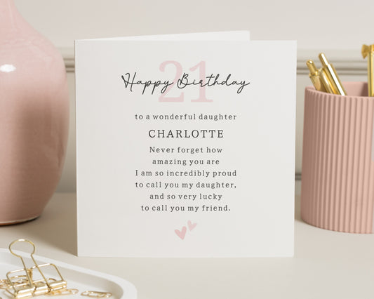 21st Birthday Card for Daughter, Personalised Daughter Birthday Card, 21 Birthday Card, Birthday Card for Her, Daughter Card from Mum