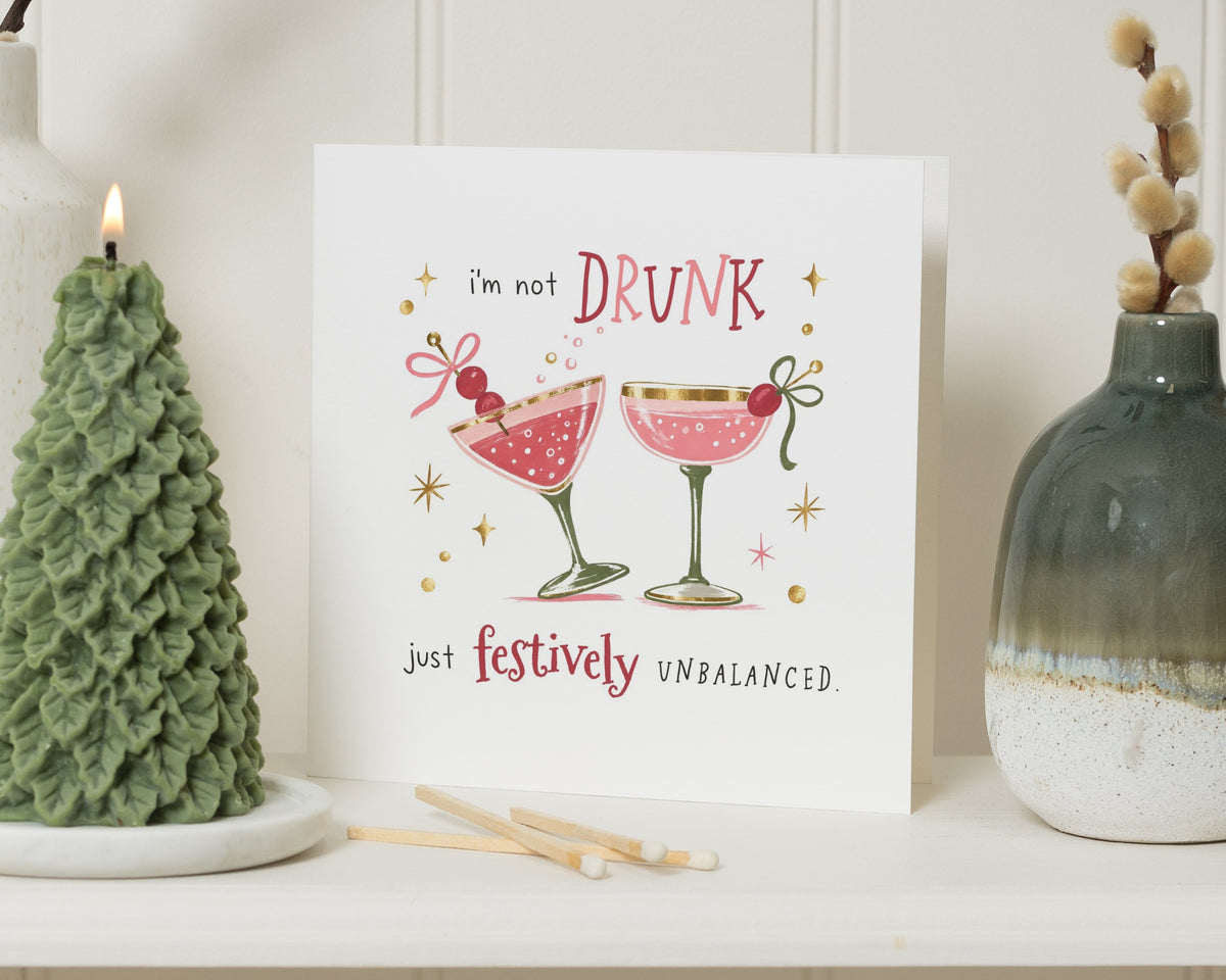 Drunk Christmas Card, Funny Christmas Card for Friend, Christmas Card for Her, Cocktail Christmas Card, Festive Xmas Card for Best Friend