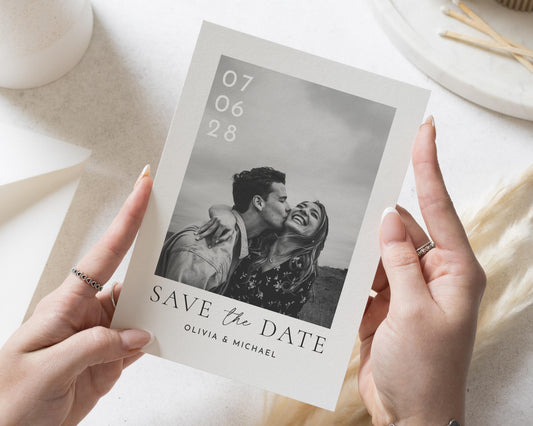 Personalised Save the Date Card, Photo Save the Date Card, Black and White Save the Date, Wedding Save the Date, Simple Save the Date Card