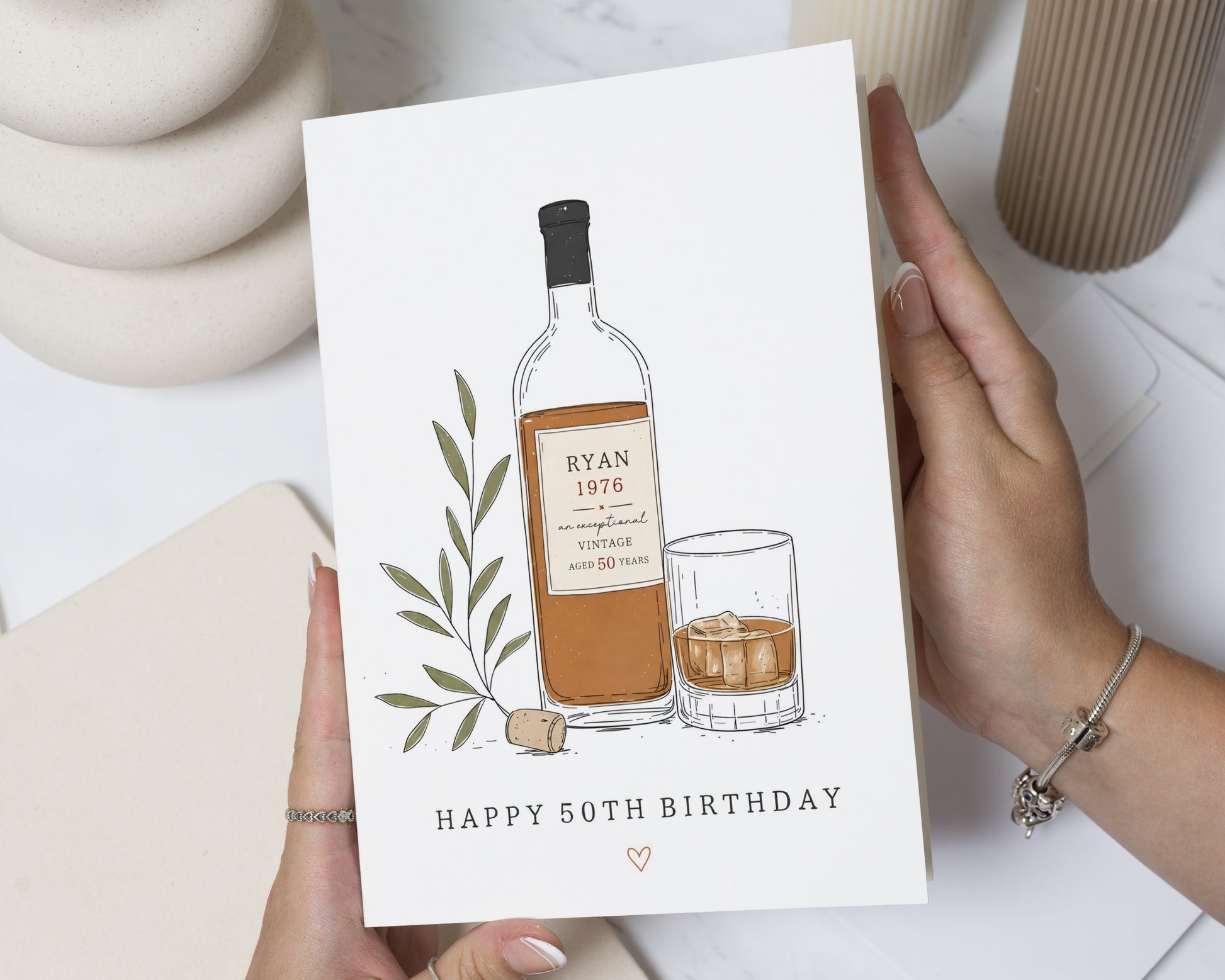 50th Birthday Card for Him, Personalised Birthday Card, Whisky Birthday Card, 50th Card for Dad, Husband Card, Brother Card, Grandad Card