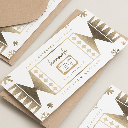 Personalised Christmas Gold Foil Scratch Gift Voucher, Gold Foil Scratch Voucher, Christmas Gift, Scratch To Reveal, Gift Experience Ticket