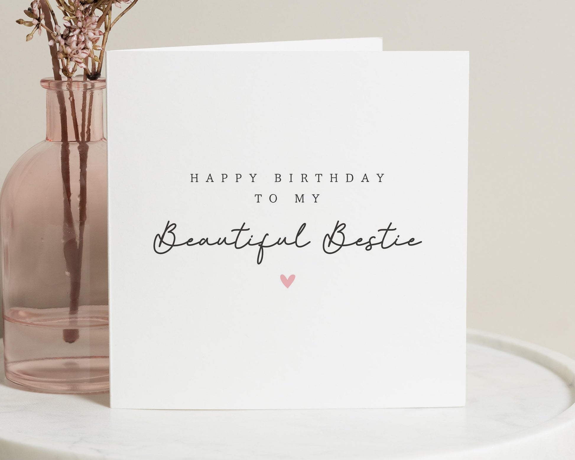 Birthday Card for Best Friend, Best Friend Birthday Card, Birthday Card for Her, Beautiful Bestie Card, Simple Cute Friendship Card