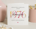 50th Birthday Card for Her, Personalised 50th Birthday Card, Floral Birthday Card, Birthday Card for Mum, Daughter, Friend, Sister