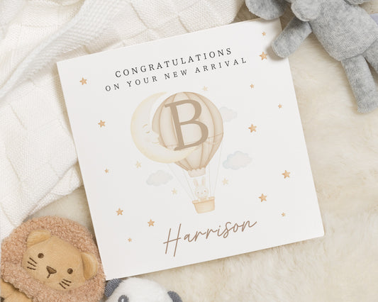 New Baby Card, Personalised Baby Card, Baby Boy Card, Baby Girl Card, Congratulations Card, Cute Animal Card, New Arrival Card