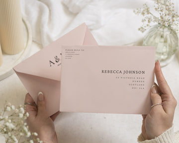 Blush Pink Envelopes with Guest or Return Address Printing, C6, 5x7 or C5 Printed Wedding Invitation Envelopes (Blossom)