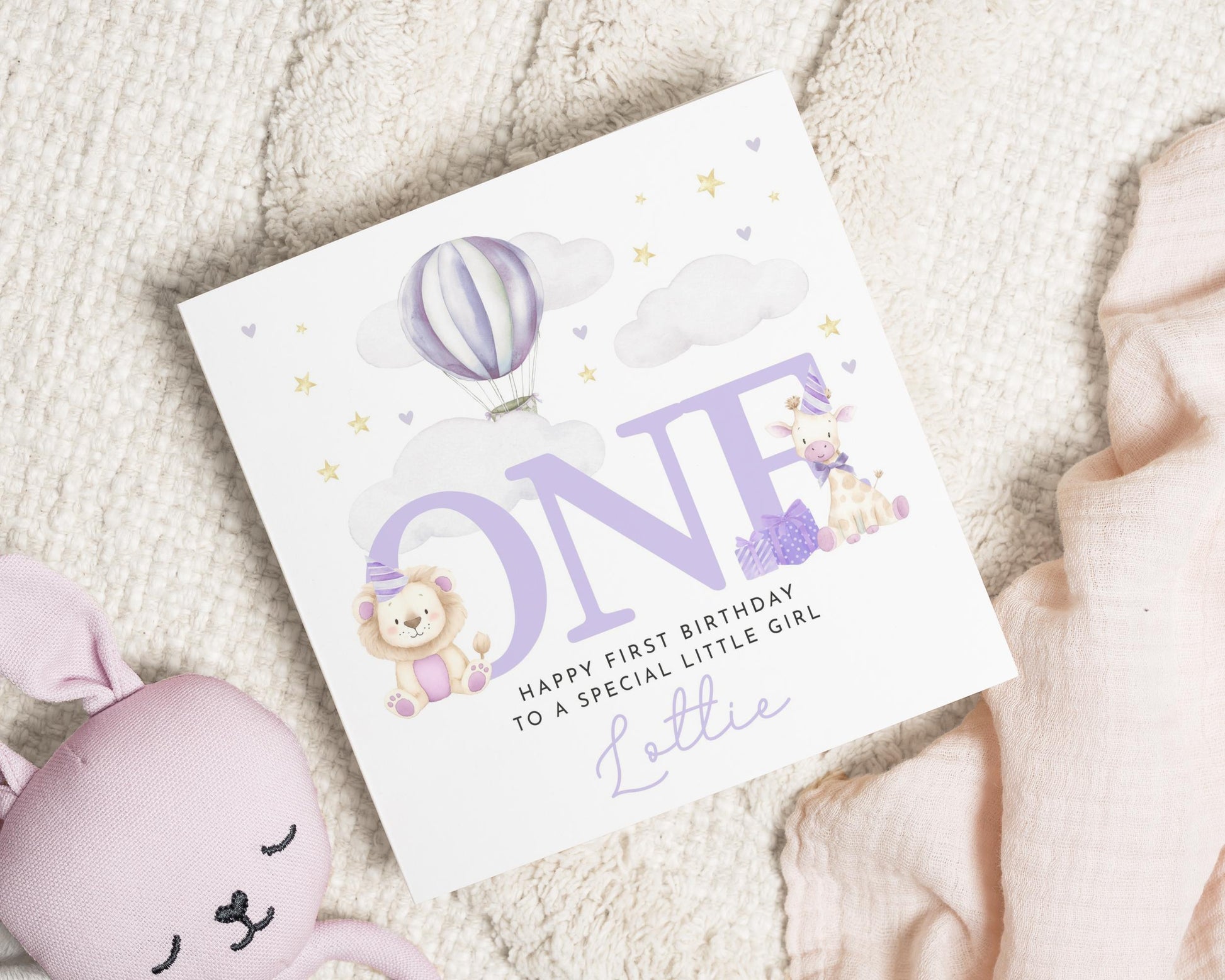 First Birthday Card for Girl, Personalised 1st Birthday Card, Birthday Card for Daughter, Cute Animal Birthday Card, One Year Old Card