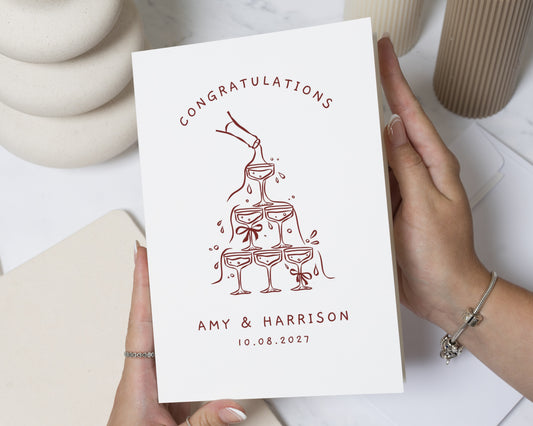 Wedding Congratulations Card, Personalised Wedding Card, Congratulations Card for Couple, Champagne Wedding Card, Engagement Card