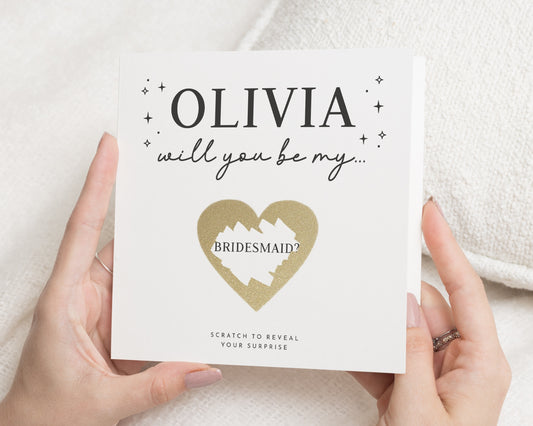 Bridesmaid Proposal Card, Scratch to Reveal Will You Be My Bridesmaid Card, Personalised Wedding Party Card, Maid of Honour Card
