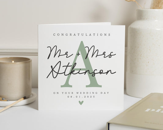 Wedding Card for Couple, Personalised Wedding Card, Mr and Mrs Card, On Your Wedding Day Card, Custom Name Wedding Card