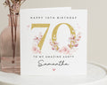 70th Birthday Card for Auntie, Personalised Floral Aunty Birthday Card, 70th Birthday Card for Her, Custom Birthday Card for Women