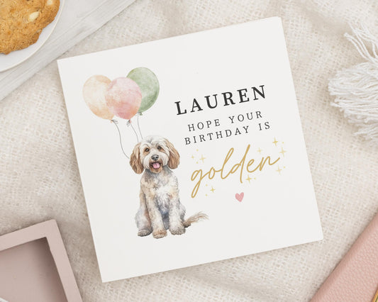 Birthday Card for Her, Dog Birthday Card, Personalised Birthday Card, Cute Birthday Card for Friend, Golden Birthday Card