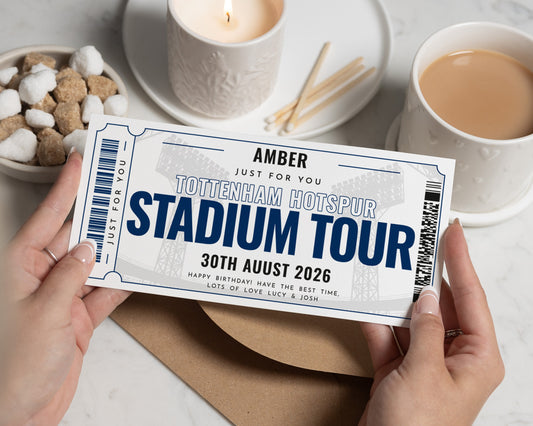 Personalised Stadium Tour Gift Voucher, Football Experience Ticket, Birthday Gift for Him or Her