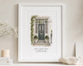 Personalised House Portrait Print, Custom Front Door Illustration, New Home Gift, House Warming Gift, Coordinates Wall Art With Mount