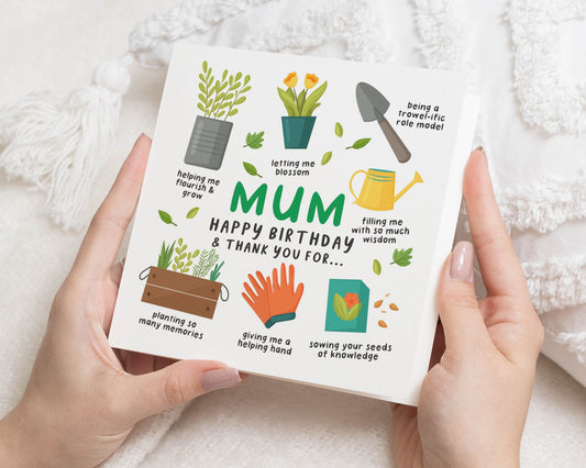 Birthday Card for Mum, Mum Birthday Card, Birthday Card for Her, Happy Birthday Mum, Gardening Birthday Card, Cute Mum Card