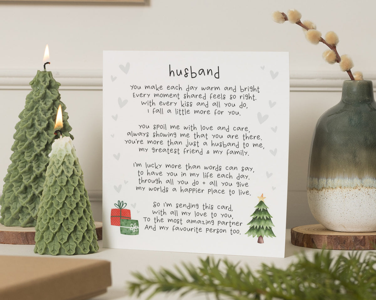 Christmas Card for Husband, Husband Christmas Card, Romantic Christmas Card for Him, Love Poem Card for Husband, Xmas Card for Him