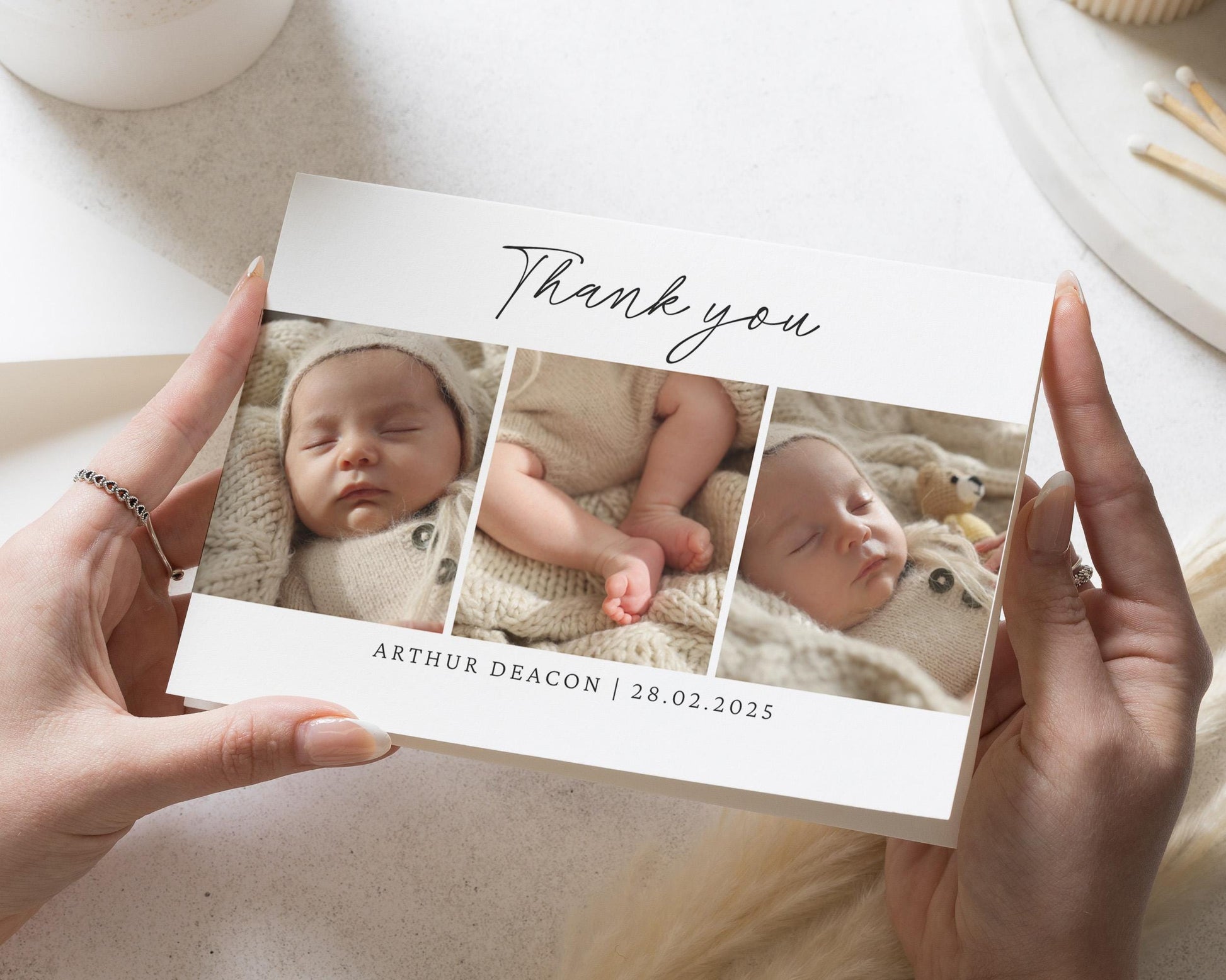 Baby Girl Photo Thank You Cards, Cute New Baby Cards Thank You, Personalised Thank You Cards New Baby Girl, Baby boy Postcard Thankyou Card