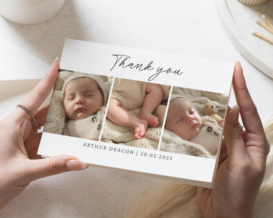 Baby Girl Photo Thank You Cards, Cute New Baby Cards Thank You, Personalised Thank You Cards New Baby Girl, Baby boy Postcard Thankyou Card