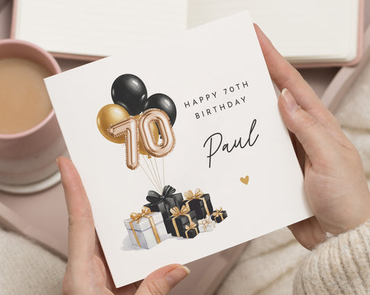 70th Birthday Card, Personalised Birthday Card for Him, Birthday Card for Dad, Grandad, Husband, Son, 70th Birthday Gift Card