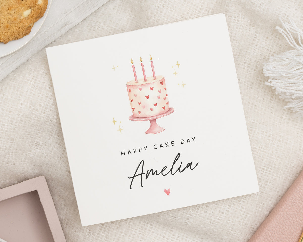 Personalised Birthday Card, Happy Cake Day Card, Birthday Card for Her, Daughter Birthday Card, Cute Cake Birthday Card for Friend