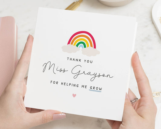 Thank You Teacher Card, Teacher Thank You Card, Rainbow Thank You Card, Personalised Teacher Card, End of Term Card, Thank You Card