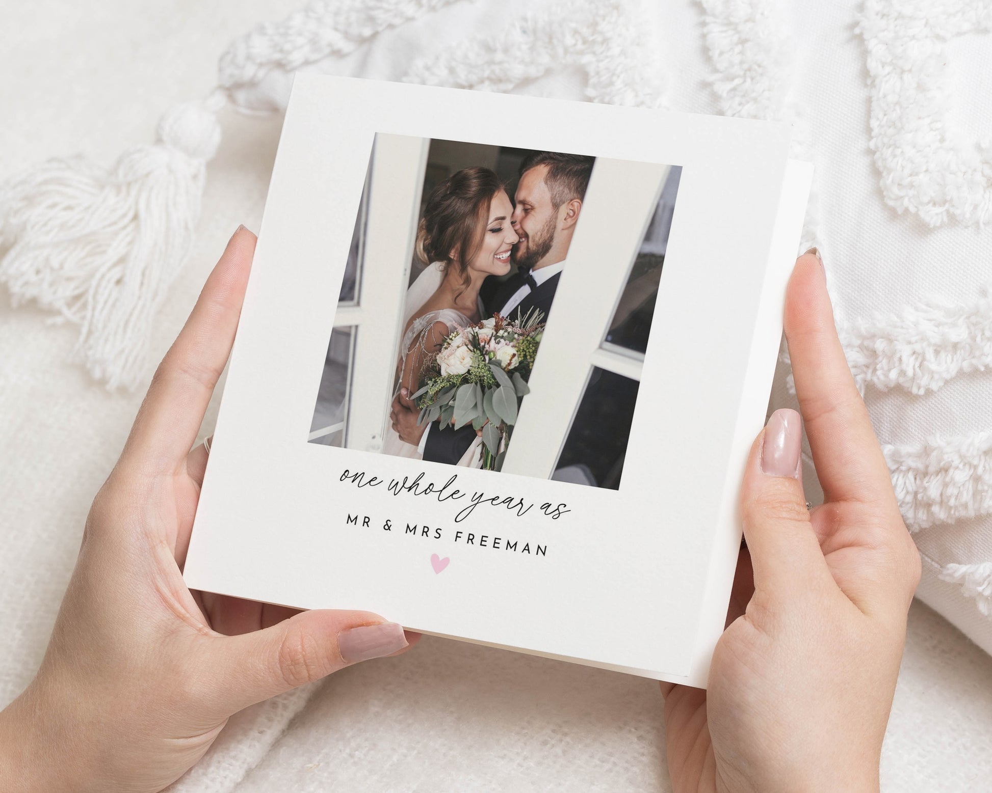 First Wedding Anniversary Card, 1st Anniversary Photo Card, Personalised Anniversary Card for Husband Wife, One Year Married Card
