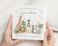 Grandson 1st Birthday Card, First Birthday Card for Grandson, Safari Birthday Card, Jungle Animal Birthday Card for Boy, One Card