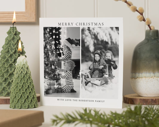 Personalised Photo Christmas Card, Square Christmas Card, With Love From Family, Custom Photo Card, Pack of 10, 20, 50 or 100