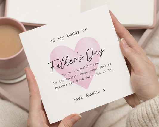 Fathers Day Card from Daughter, Fathers Day Card for Daddy, Personalised Fathers Day Card, Fathers Day Card for Him, Cute Heart Card