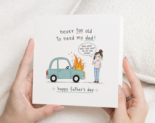 Fathers Day Card for Dad, Funny Fathers Day Card, Dad Card from Daughter, Cute Fathers Day Card, Car Card for Daddy, Dad Greeting Card