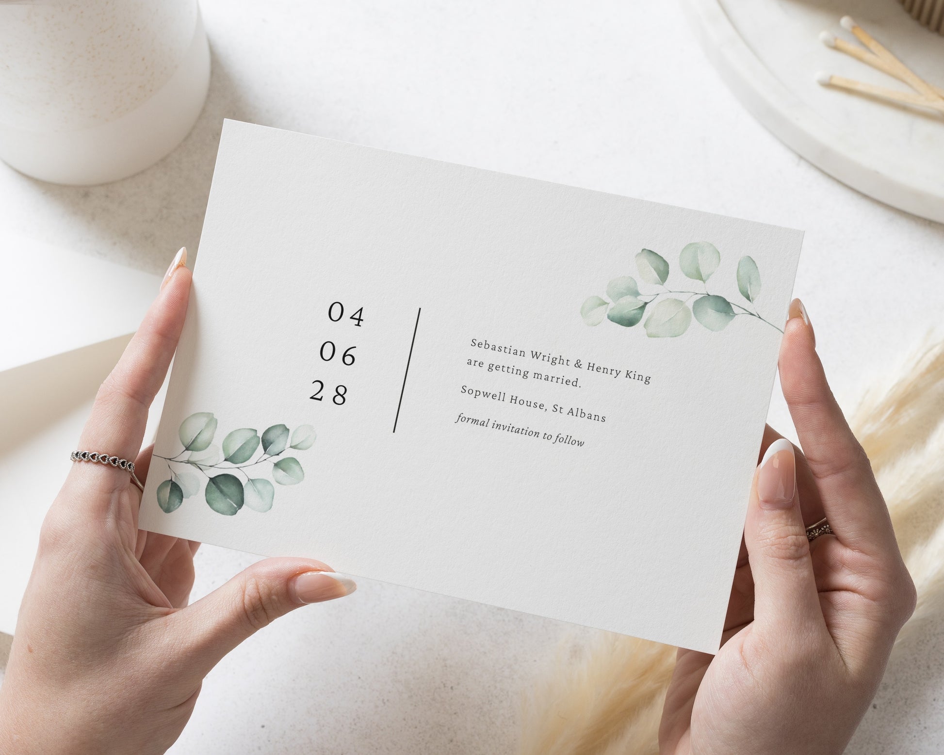Personalised Save the Date Card, Wedding Save the Date Card, Greenery Save the Date, Minimal Save the Date, Custom Save the Date Card