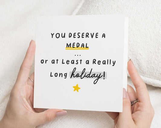 Funny Teacher Thank You Card, You Deserve A Medal Card, End Of Term Card, Teacher Appreciation, Support Card, Uplifting Card