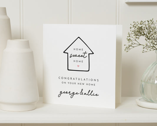 New Home Card, Home Sweet Home Card, Personalised New Home Card, Congratulations Card, Housewarming Card, Card for Couple
