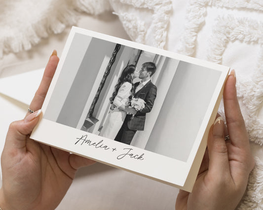 Personalised Wedding Thank You Card, Photo Thank You Card, Wedding Thank You Cards, Custom Thank You Card, Folded Wedding Thank You Card