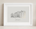 Personalised Gold Foil Venue Print from Your Photo, Ivory Wall Art, Custom House Illustration, Wedding or Anniversary Gift for Couple