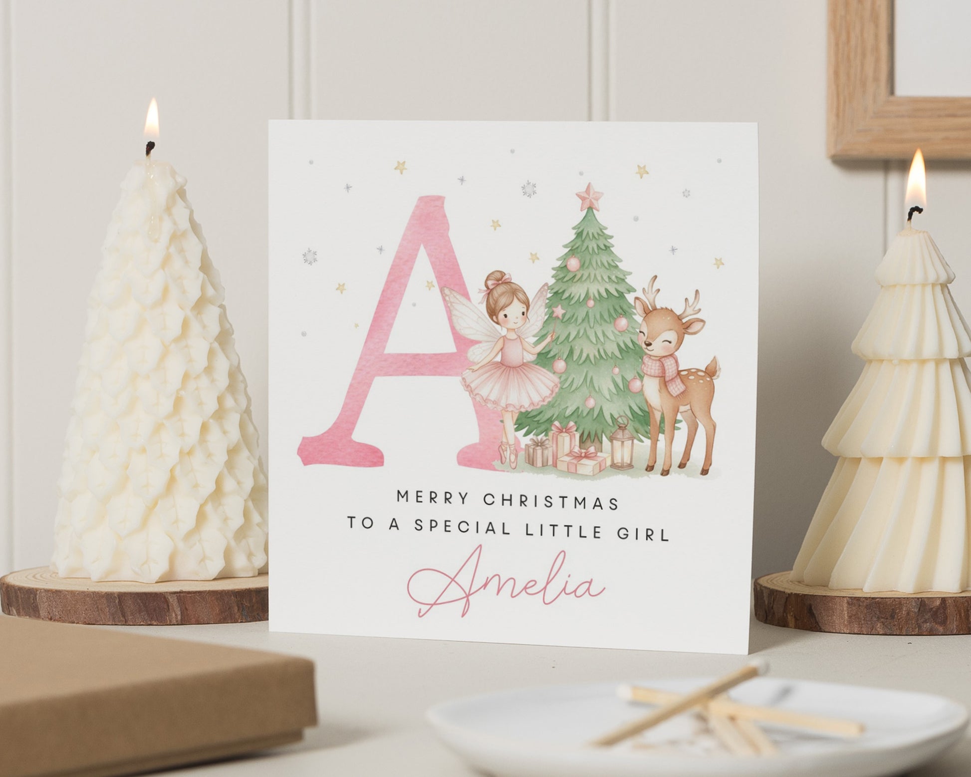 Christmas Card for Girl, Personalised Christmas Card for Daughter, Reindeer Card, Fairy Christmas Card, Special Little Girl Card