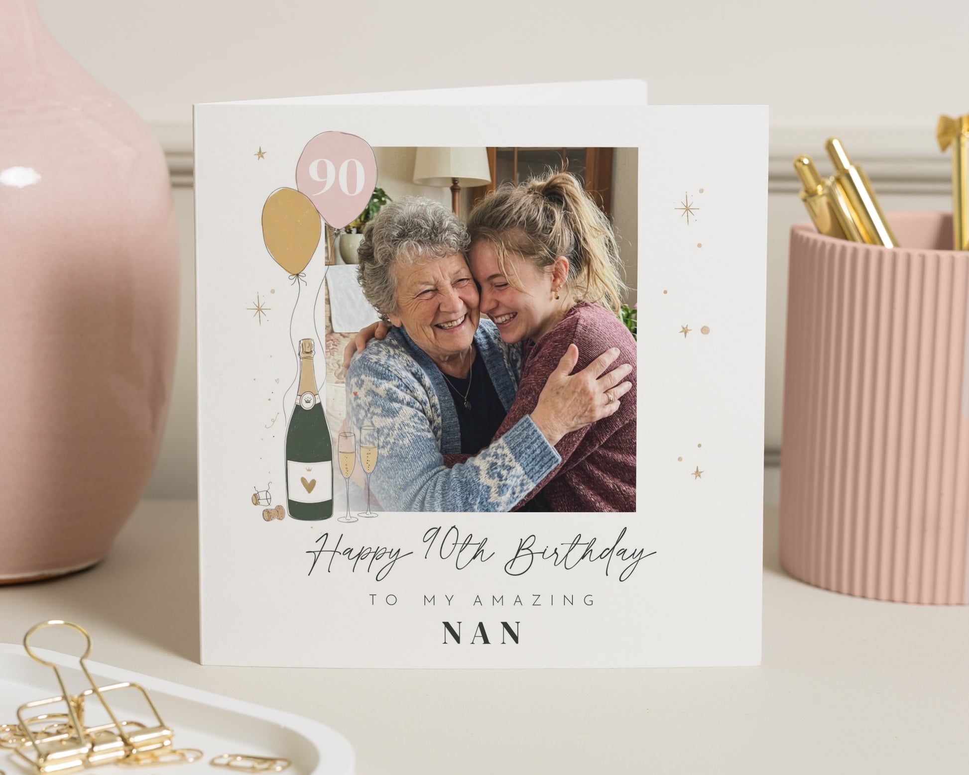 90th Birthday Card for Nan, Nan Birthday Card, Personalised Photo Birthday Card, 90th Birthday Card, Birthday Card for Grandma