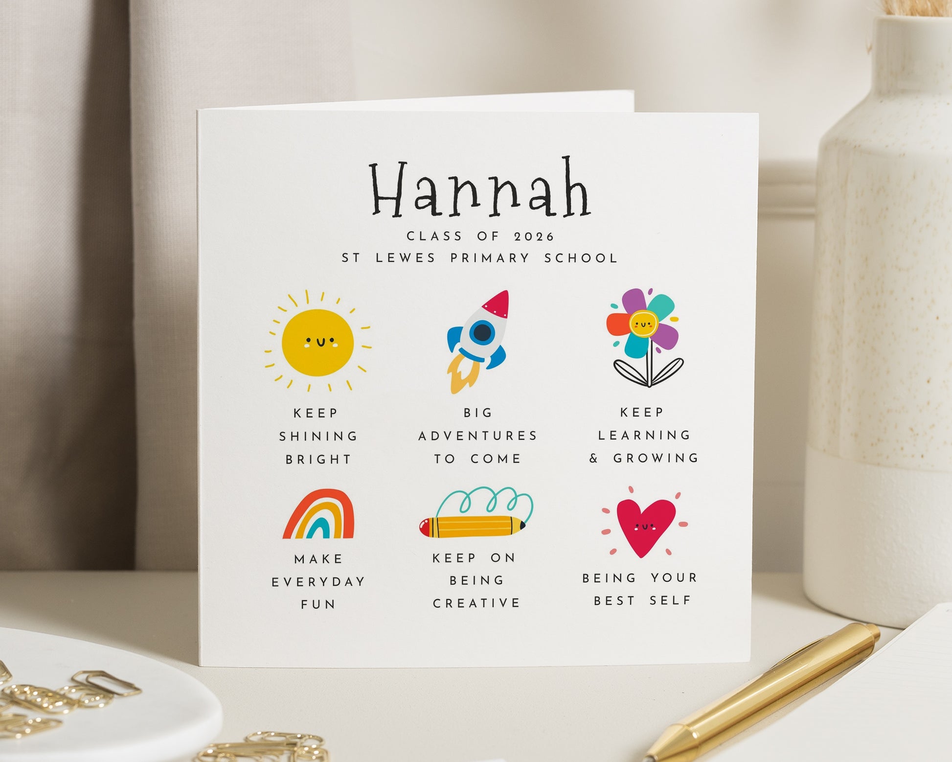 Personalised Graduation Card, Graduation Card for Her, Class of 2026, Primary School Graduation Card, Custom Name Graduation Card