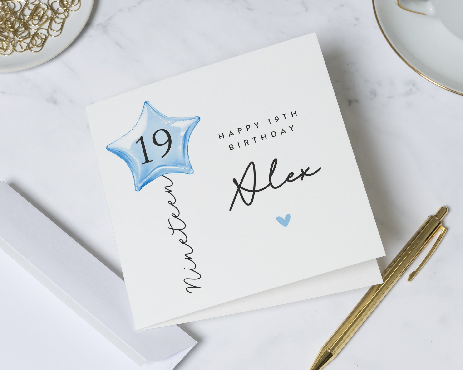 19th Birthday Card, Personalised Birthday Card for Him or Her, Nineteenth Birthday Card, Custom Name Birthday Card, Balloon Birthday Card