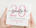 20th Birthday Card, Personalised Birthday Card for Her, Birthday Card for Daughter, Best Friend, Custom Name, Pink Glitter Style