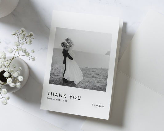 Personalised Wedding Thank You Cards, Photo Wedding Thank You Card, Folded Wedding Thank You Cards, Thank You Card for Wedding, Simple