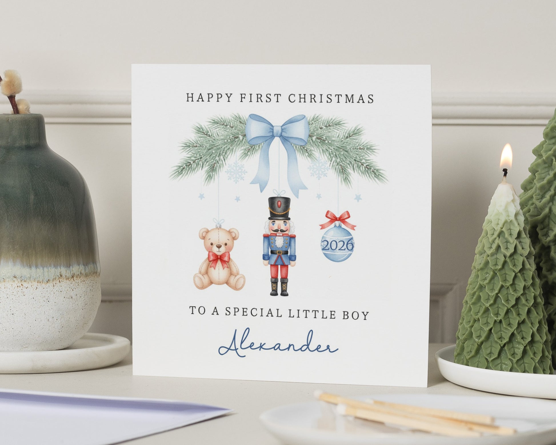 First Christmas Card for Boy, 1st Christmas Card, Personalised Baby Boy Christmas Card, Christmas Card for Son Grandson Nephew
