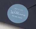 Wedding Envelope Sticker, Mr And Mr Wedding Sticker, Personalised Wedding Label, Blue Wedding Seal, Custom Name Date Sticker, Gay Wedding