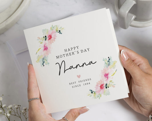 Mother's Day Card for Nanna, Personalised Nanna Mother's Day Card, Floral Mother's Day Card, Best Friend Card for Nanna