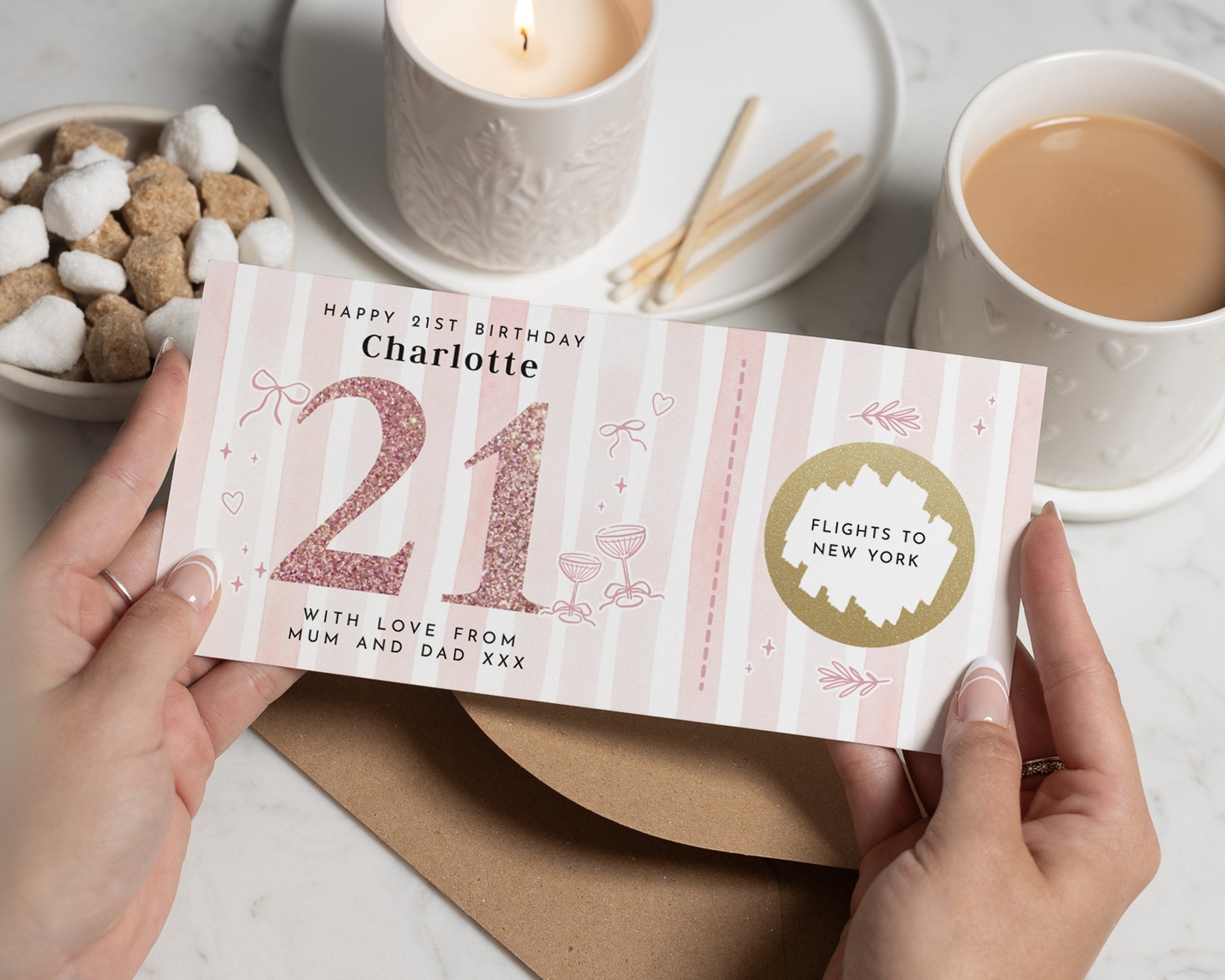 Personalised 21st Birthday Gift Voucher, Flights Gift, Custom Holiday Reveal, Scratch to Reveal, Gift for Daughter, Gift for Her