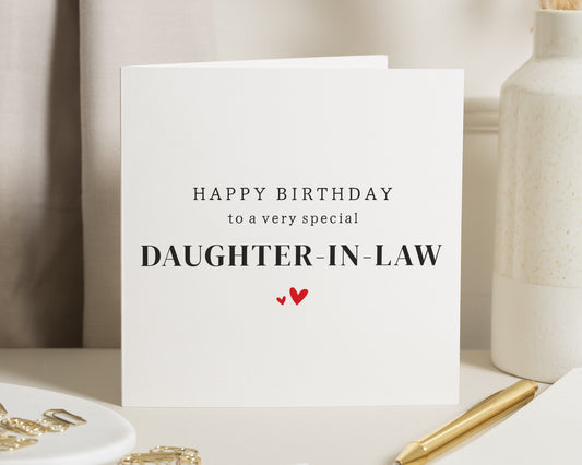 Daughter in Law Birthday Card, Birthday Card for Daughter in Law, Special Daughter in Law Card, Simple Birthday Card for Her