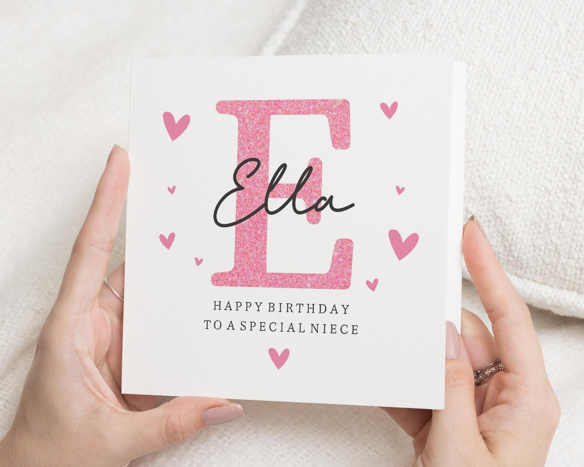 Birthday Card for Niece, Personalised Niece Birthday Card, Special Niece Birthday Card, Cute Birthday Card for Girl, Pink Heart Card
