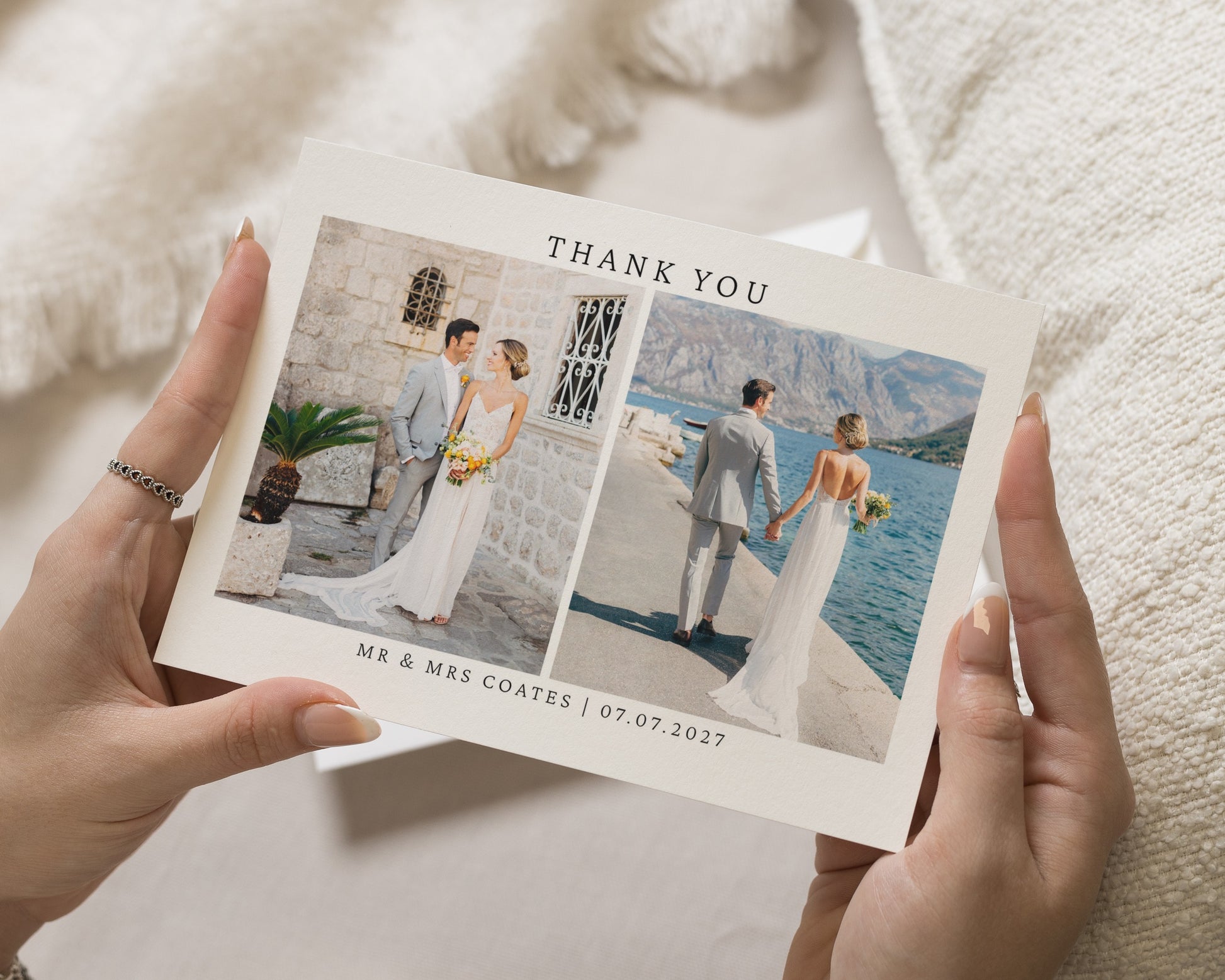 Personalised Wedding Thank You Cards, Photo Wedding Thank You Card, Minimal Thank You Cards, Folded Wedding Thank You Cards, A6 5x7